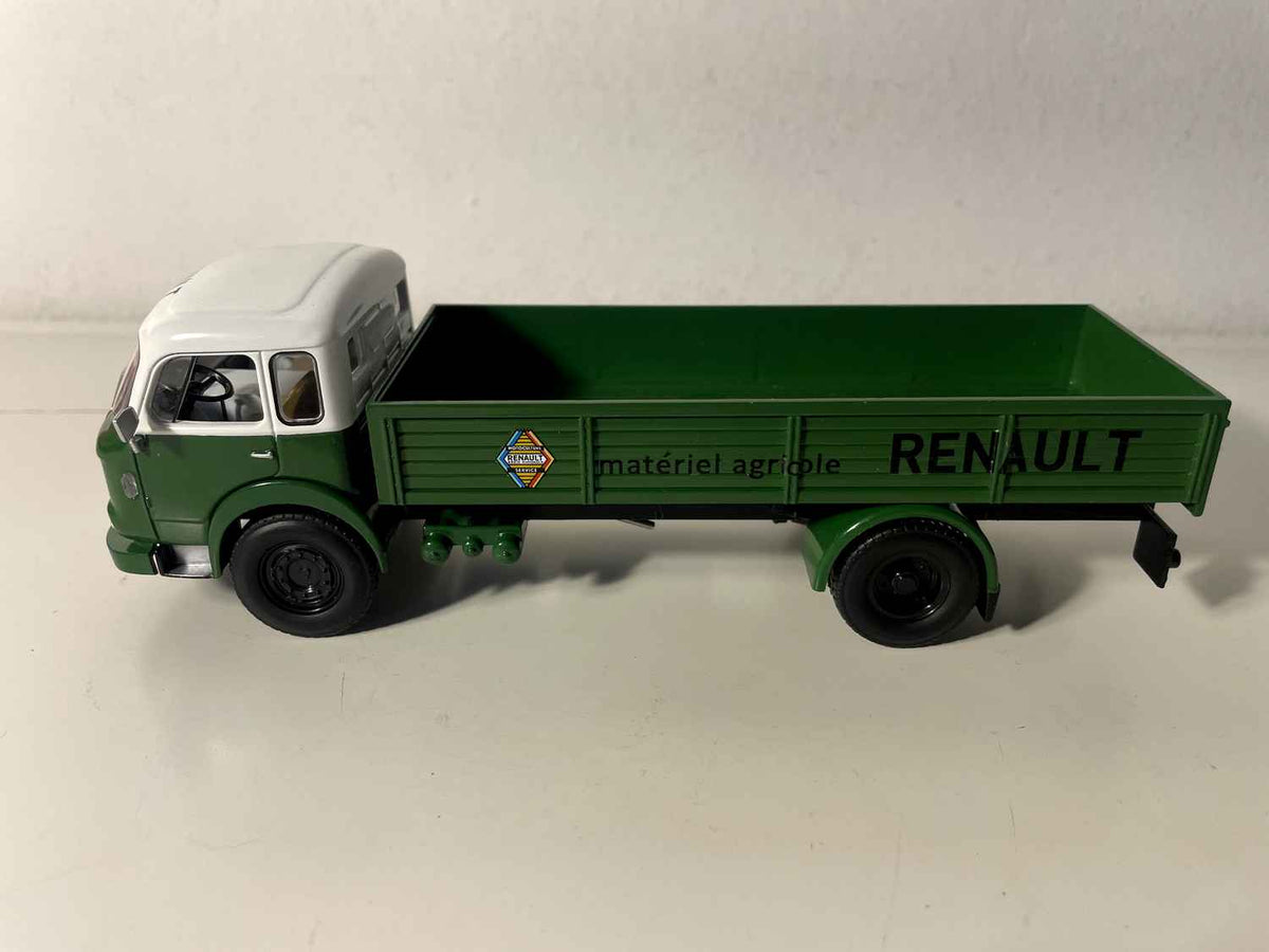 Camion Saviem JL21 verde con cabina verde e bianca - camion piattaforma "Renault Materiale agricolo" - Francia 1972