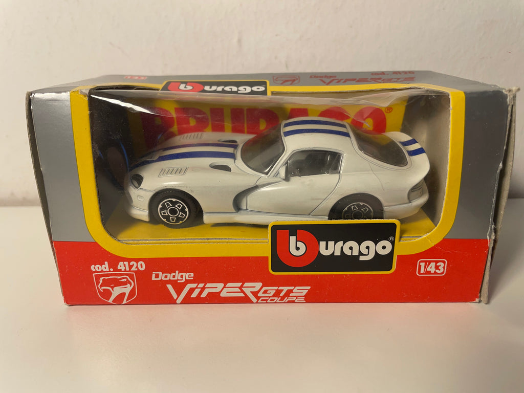 Dodge Viper GTS coupé blanche et bleue - BURAGO référence 4120