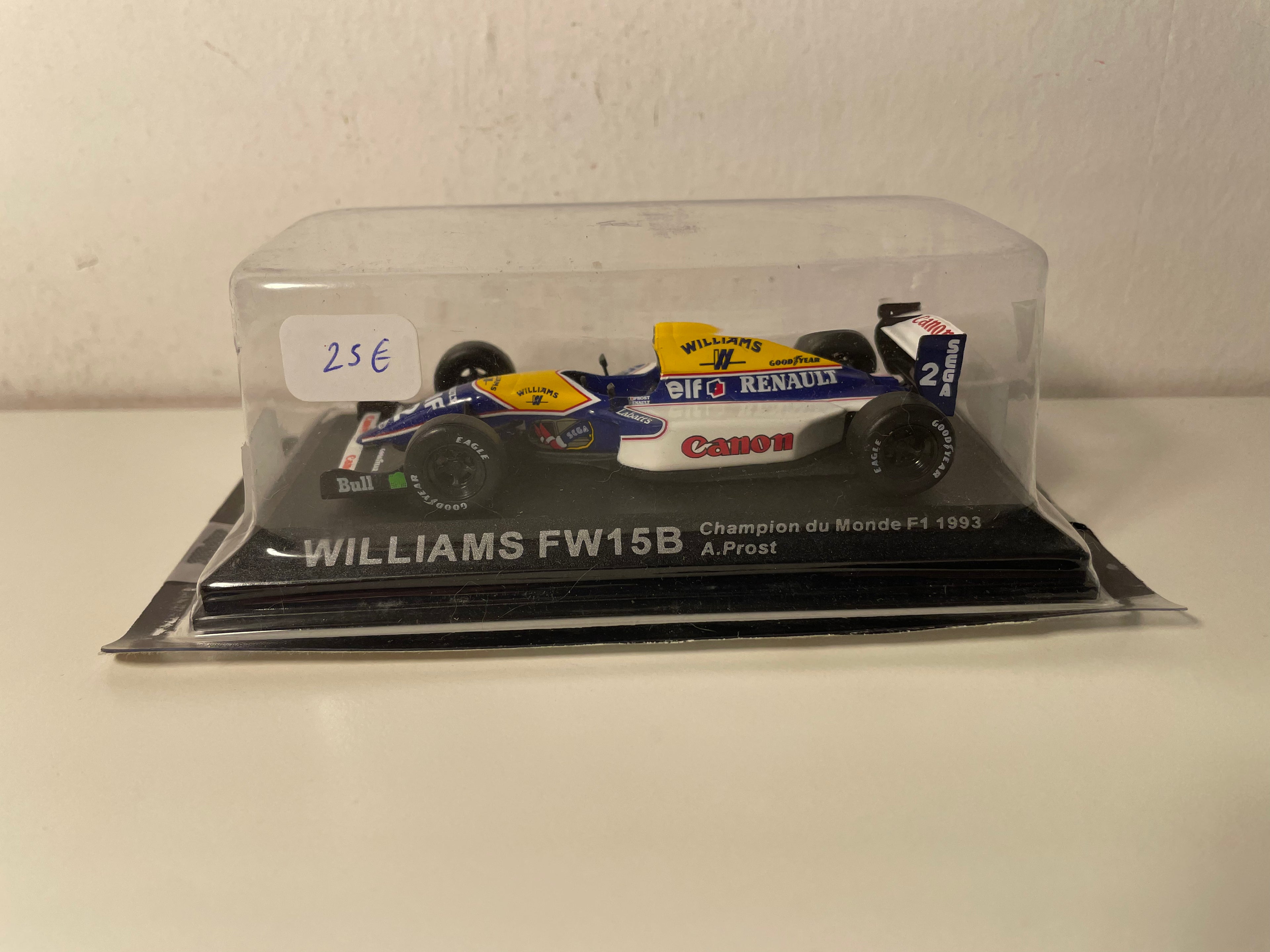 Williams FW15B wit, blauw en geel nummer 2 (Formule 1) uit 1993 - Alain Prost - IXO