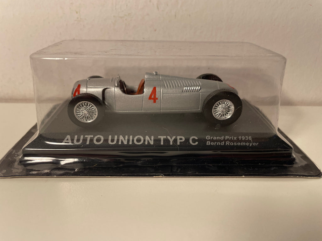 Auto Union type C grise numéro 4 (grand prix de Nürburgring en Allemagne de 1936) - Formule 1 (Bernd Rosemeyer) (plexi)