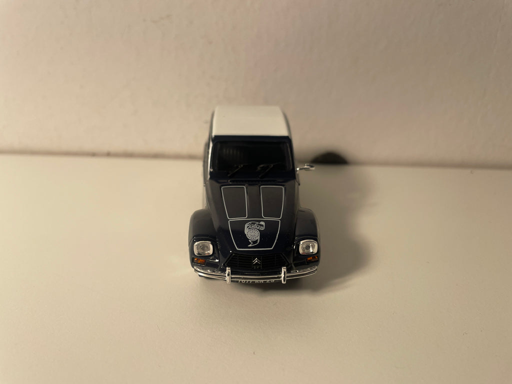 Citroën Dyane Caban bleu marine (bleu caban) et toit blanc (sous blister)