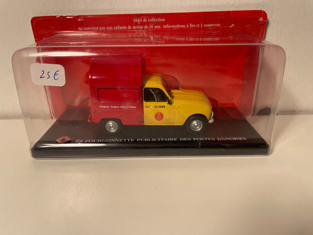 Renault 4 R4 fourgonnette publicitaires jaune et rouge des Postes Danoises