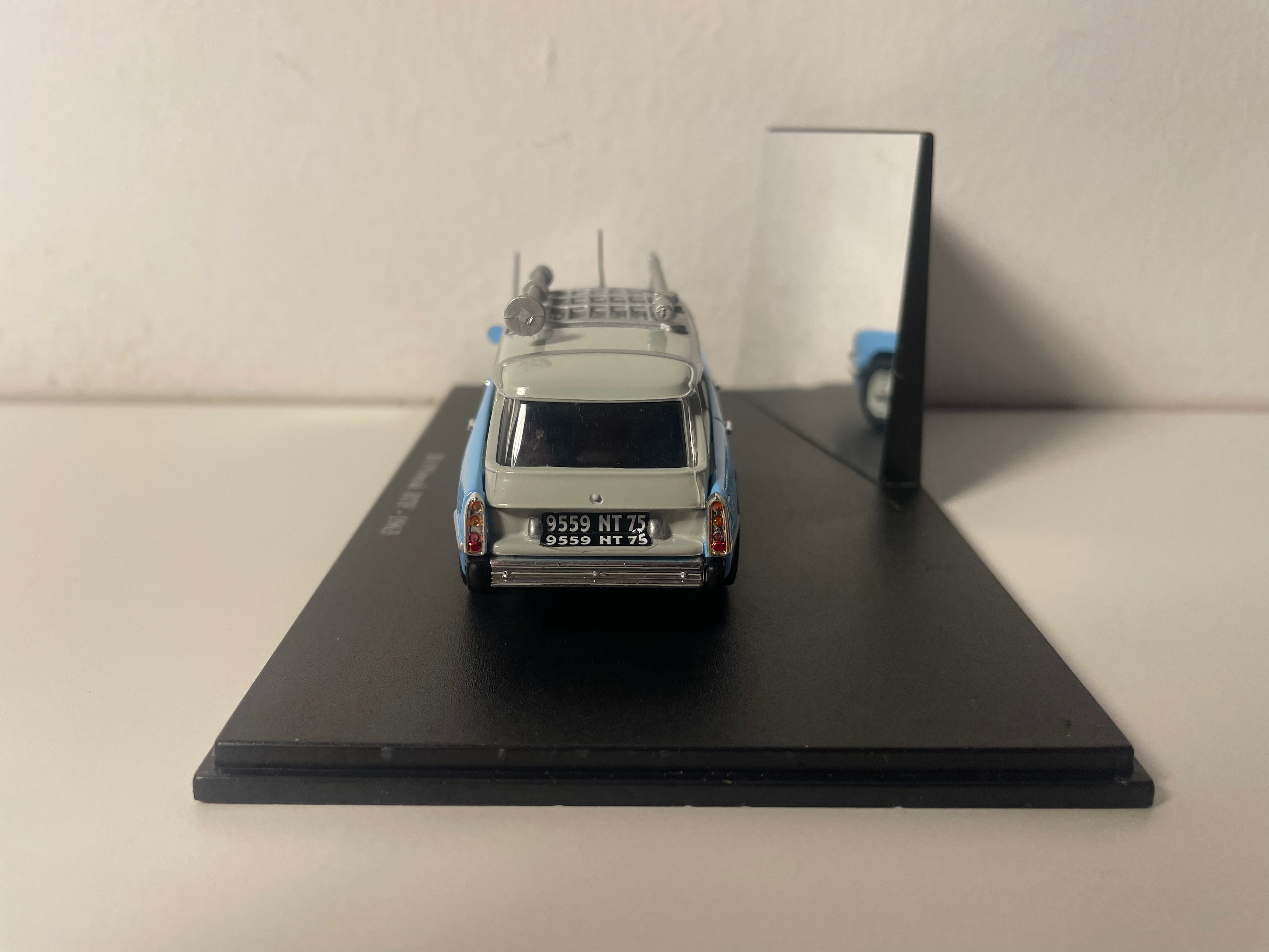 Citroën ID 19 break grise et bleue avec galerie de 1963 - avec publicité RTF (boite plexi) + boite en carton