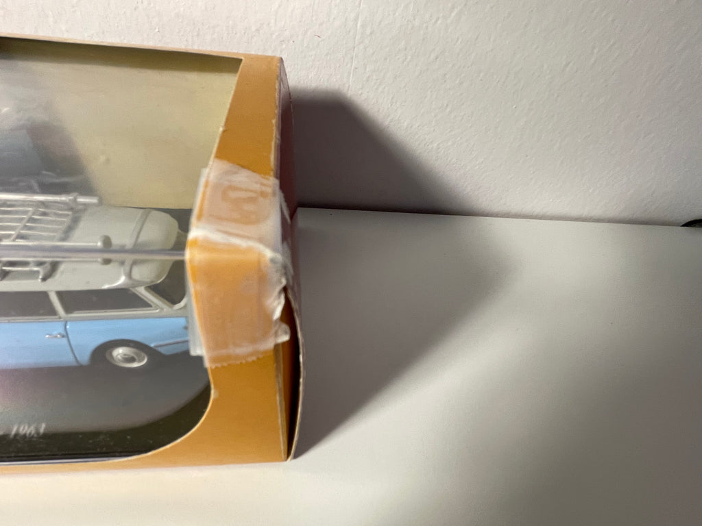Citroën ID 19 break grise et bleue avec galerie de 1963 - avec publicité RTF (boite plexi) + boite en carton