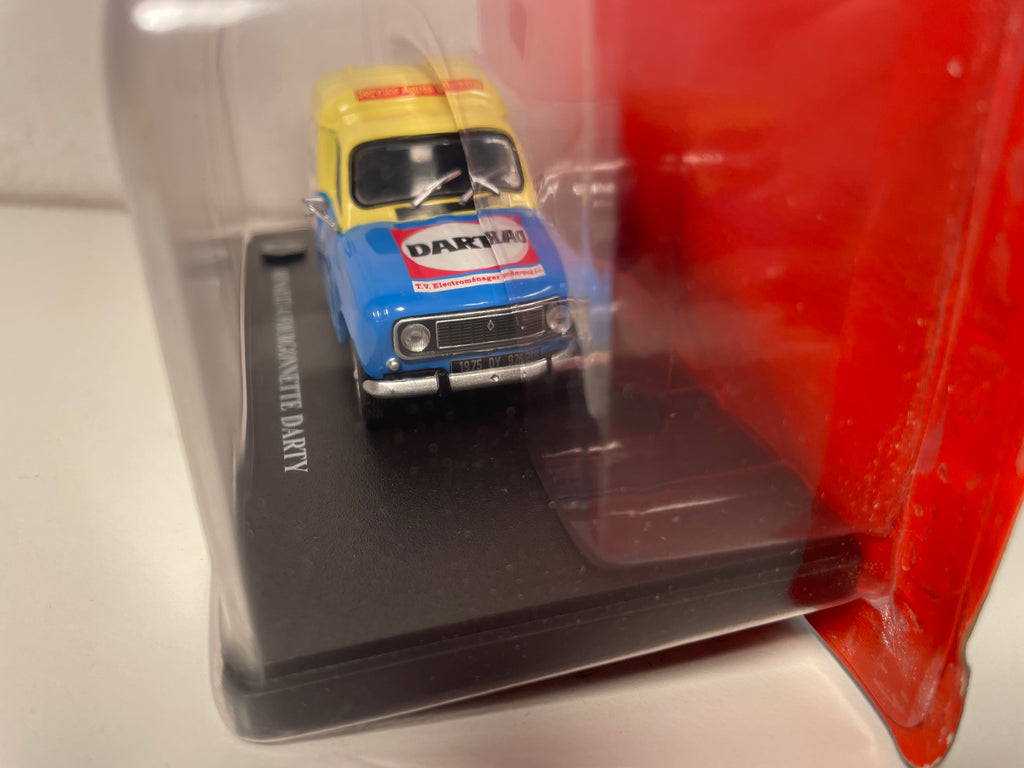 Renault 4 fourgonnette bleue et jaune DARTY