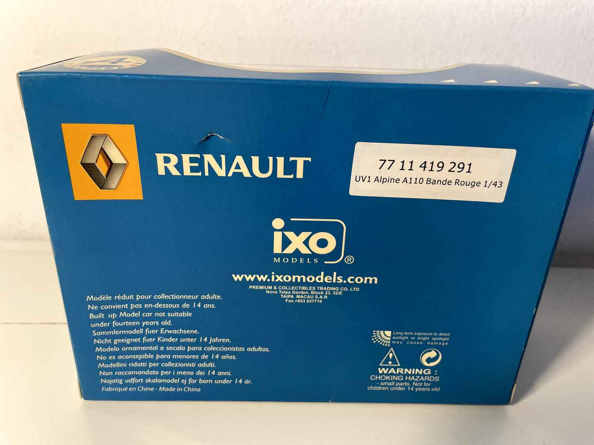 Renault Alpine A110 blanche avec bandes rouges de 1976 (coffret boite rectangle) - Ixo