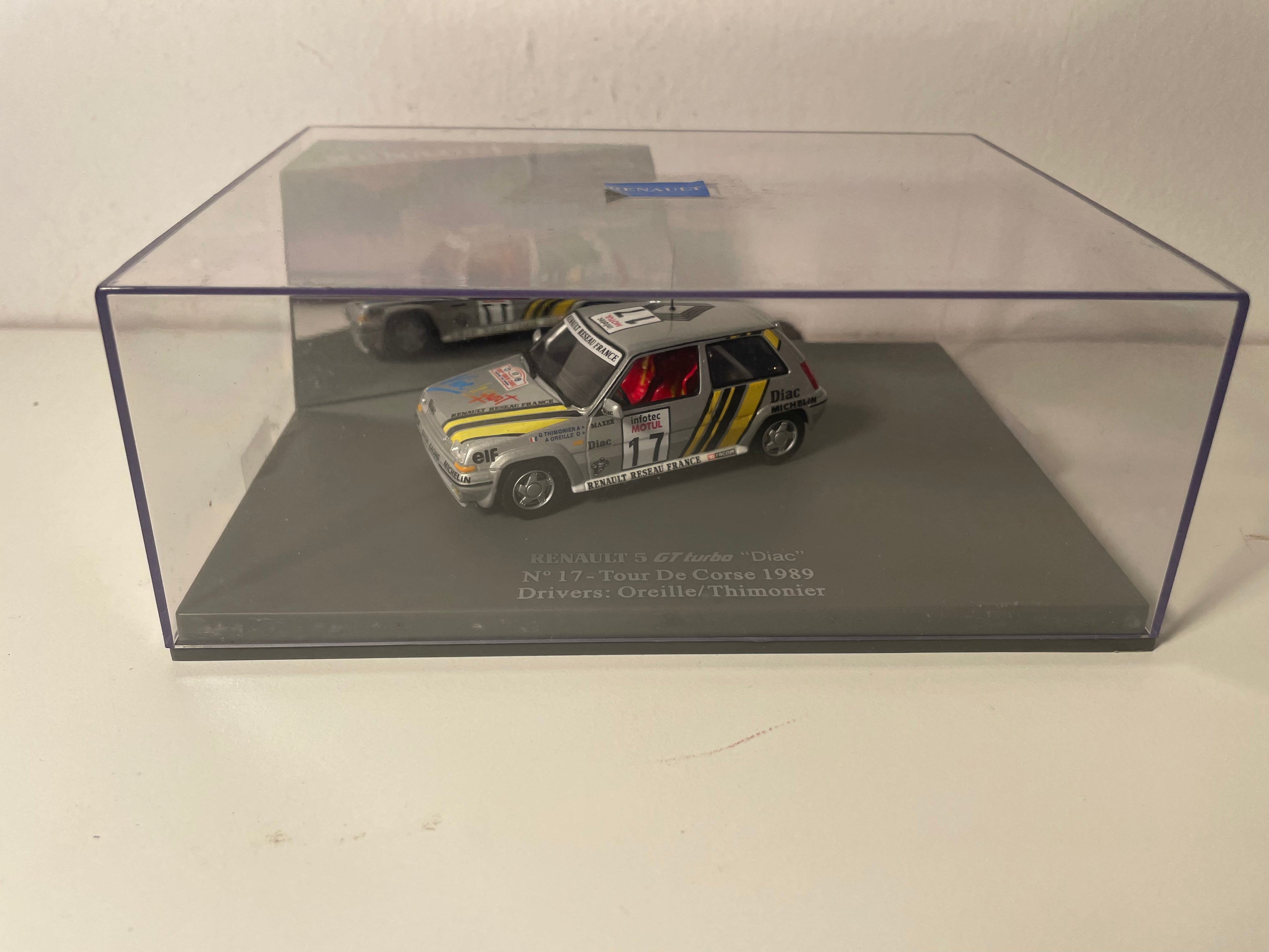Renault 5 GT Turbo "Diac" grise et jaune numéro 17 - Tour de Corse 1989 - NOREV (coffret boite rectangle)