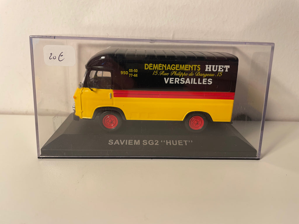 Saviem SG2 jaune, rouge et noir - Publicité DEMENAGEMENTS HUET (Versailles)
