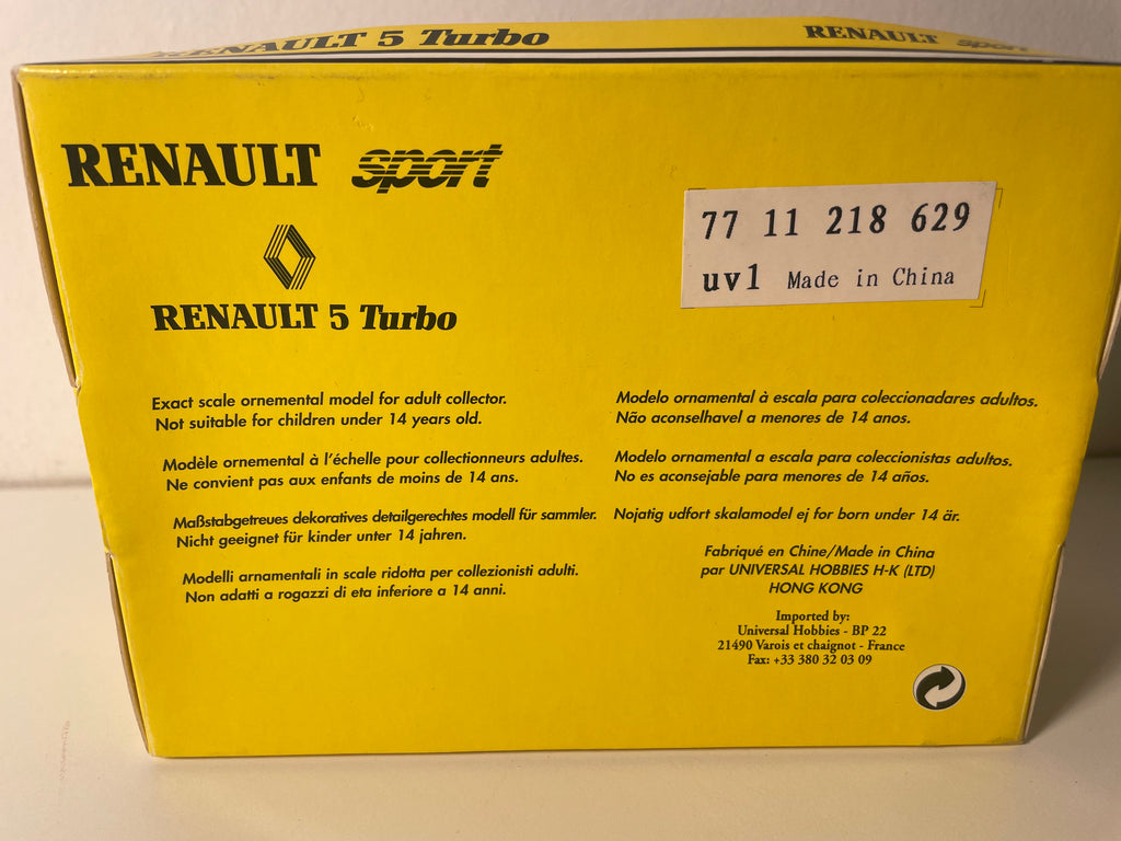 Renault 5 Maxi Turbo "DIAC" noire, marron et blanche numéro 1 vainqueur du tour De France 1986 - UNIVERSAL HOBBIES (coffret boite rectangle)