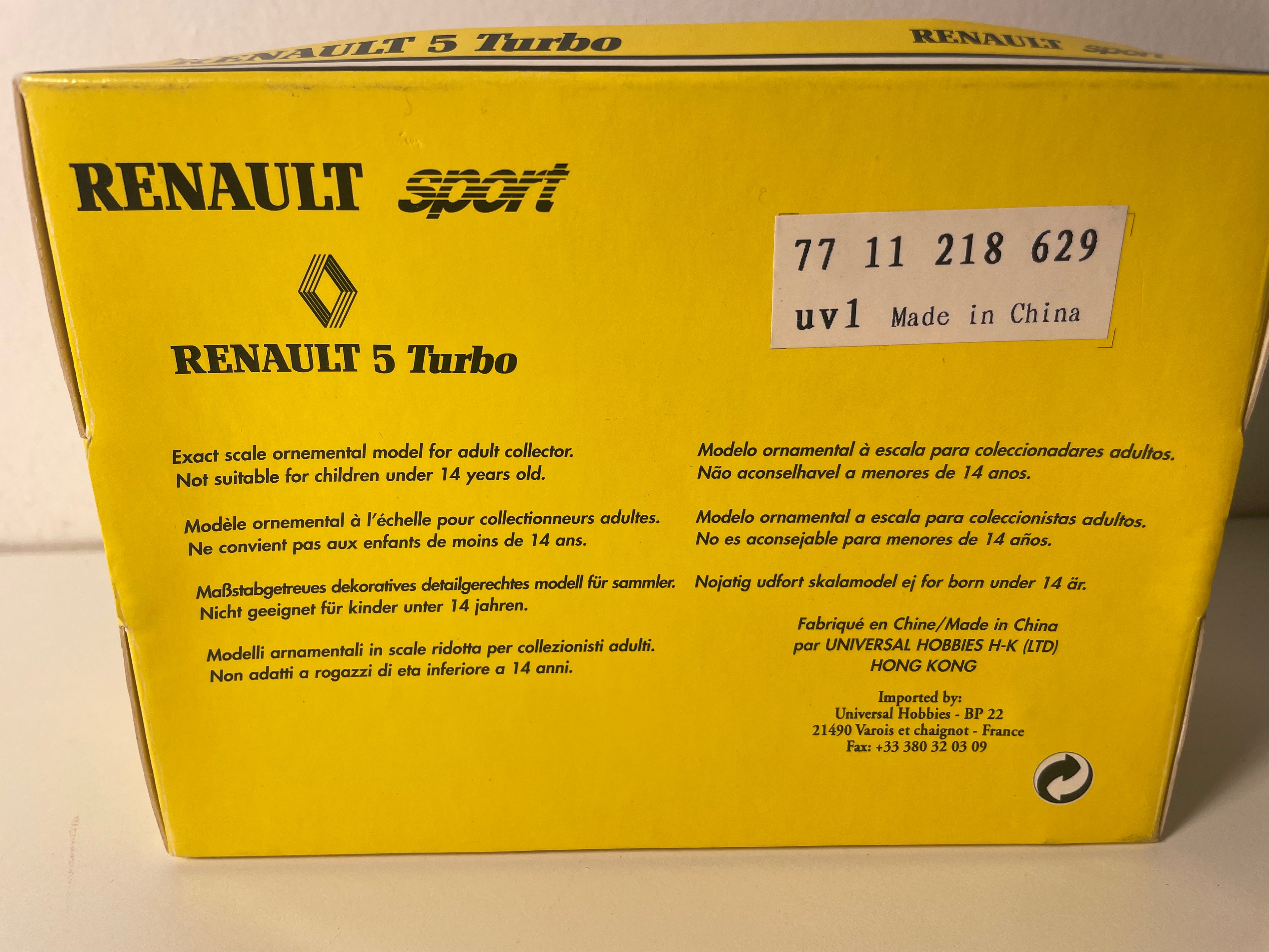 Renault 5 Maxi Turbo "DIAC" noire, marron et blanche numéro 1 vainqueur du tour De France 1986 - UNIVERSAL HOBBIES (coffret boite rectangle)