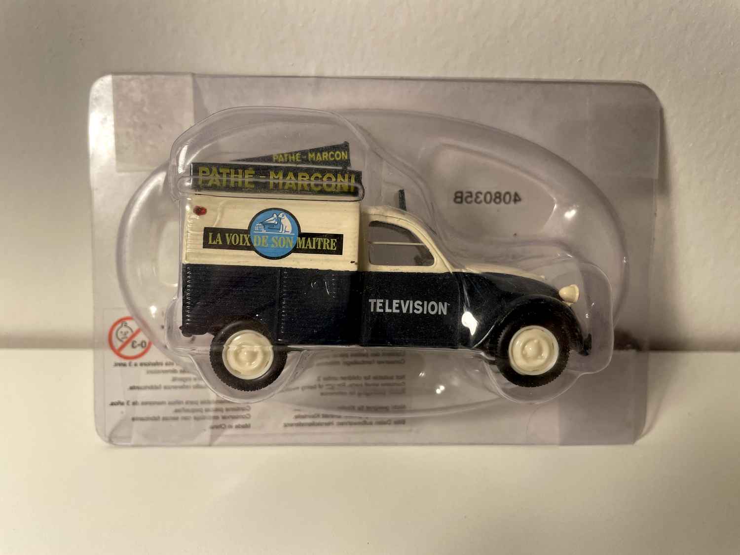 Citroën 2 CV AZU fourgonnette tôlée bleue et beige PATHE-MARCONI - Norev (sous blister)