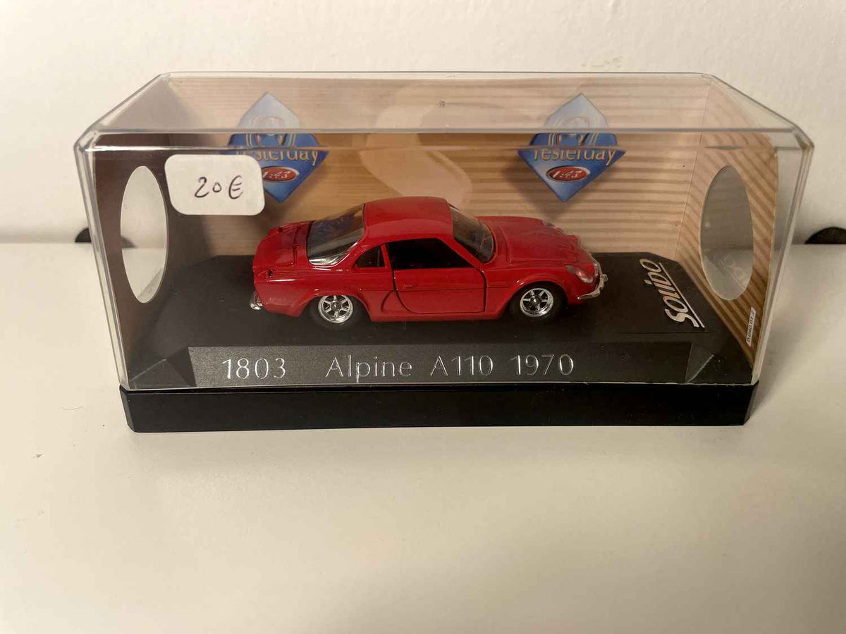 Renault Alpine A110 rojo de 1970 (referencia Solido 1803) con caja de cartón