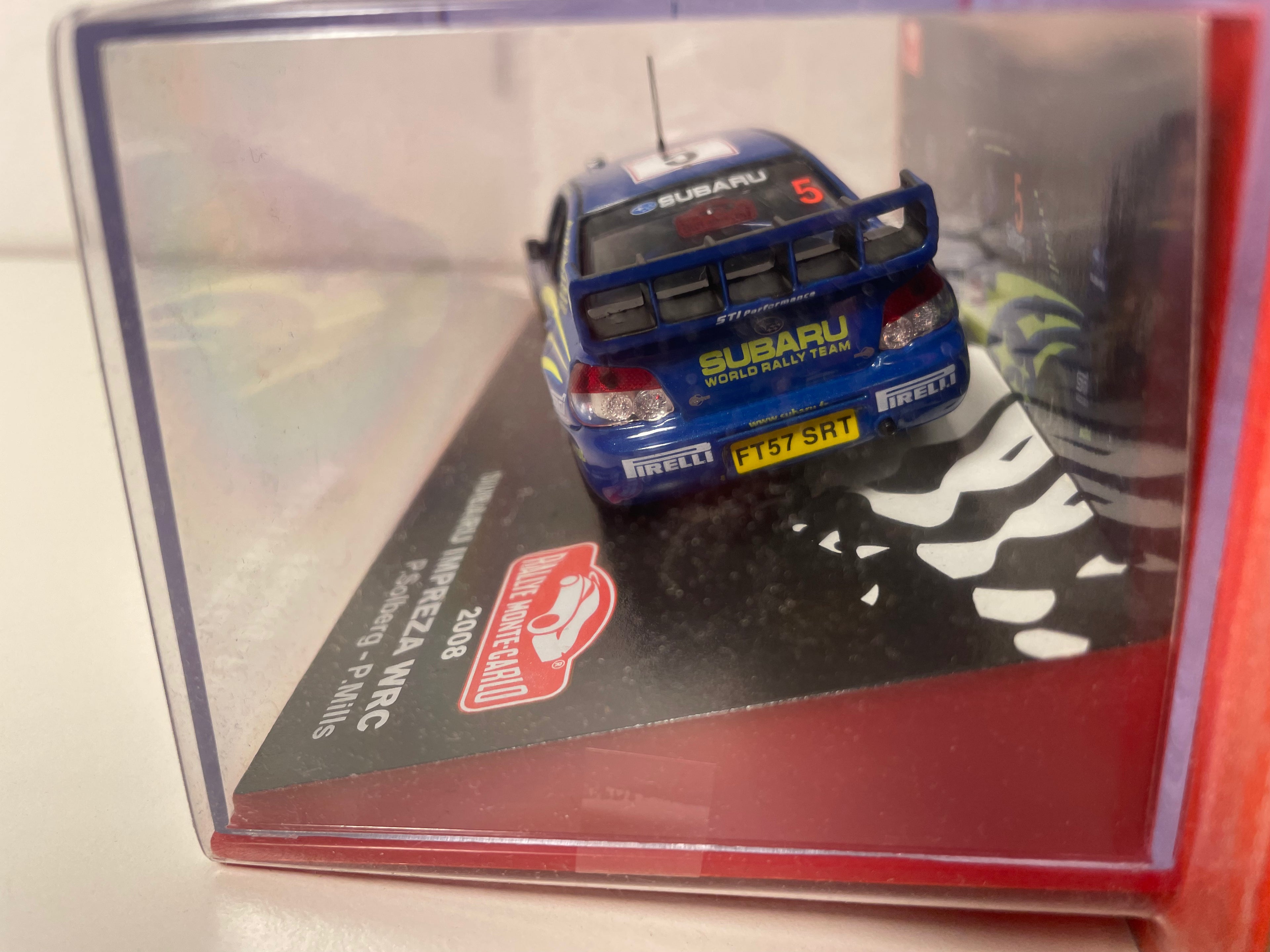 Subaru Impreza WRC niebiesko-żółty numer 5 - rajd Monte-Carlo 2008