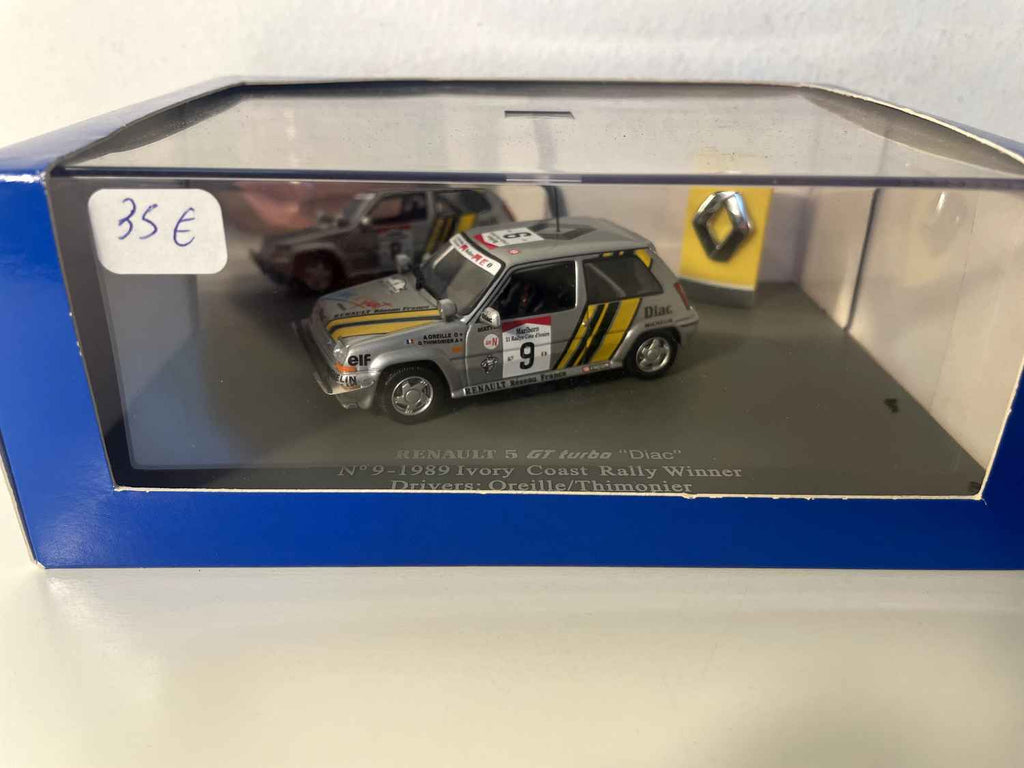 Renault 5 GT Turbo Diac grau Nummer 9 "Sieger der Côte d'Ivoire Rallye 1989 (rechteckige Box) - Universal Hobbies