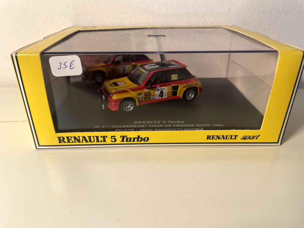 Renault 5 Turbo jaune, rouge et noire numéro 4 Calberson - tour de France auto 1980 (coffret boite rectangle) - Universal Hobbies