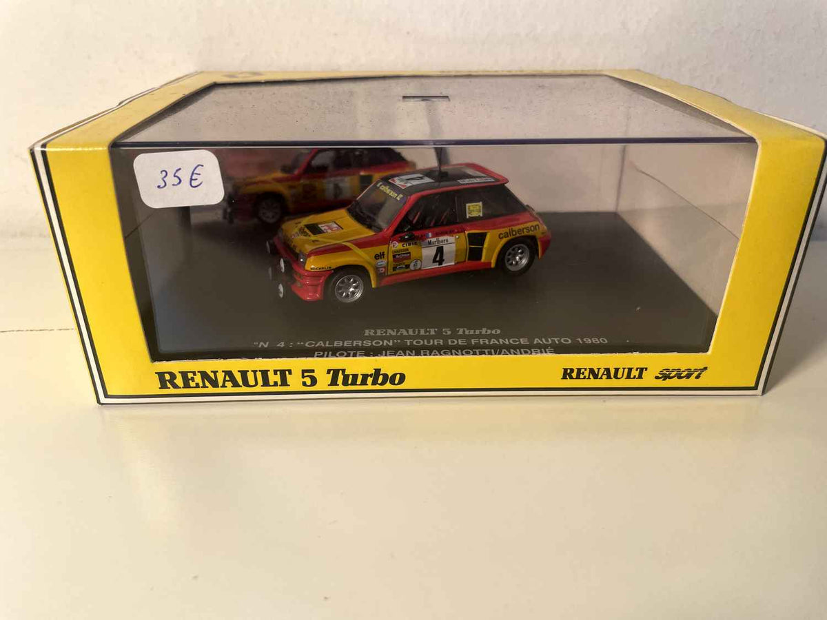Renault 5 Turbo jaune, rouge et noire numéro 4 Calberson - tour de France auto 1980 (coffret boite rectangle) - Universal Hobbies