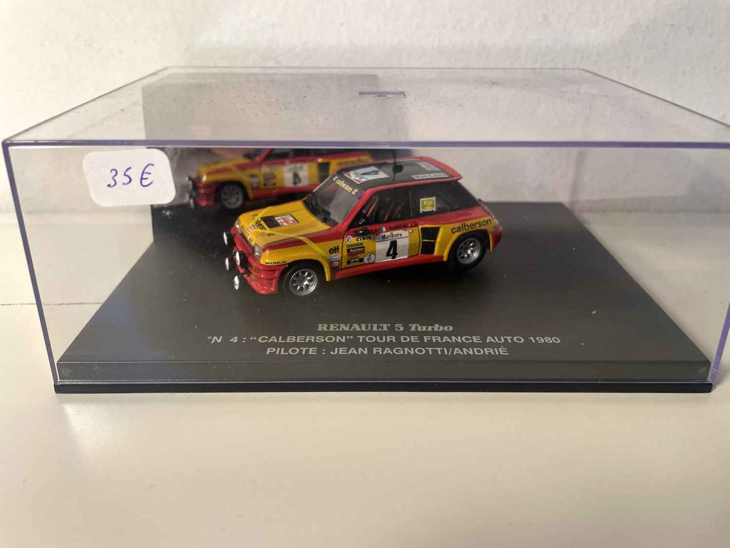 Renault 5 Turbo jaune, rouge et noire numéro 4 Calberson - tour de France auto 1980 (coffret boite rectangle) - Universal Hobbies