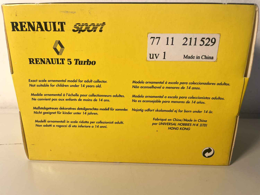 Renault 5 Turbo jaune, blanche et noire numéro 9 - vainqueur rallye Monté-Carlo de 1981 (coffret boite rectangle) - Universal Hobbies