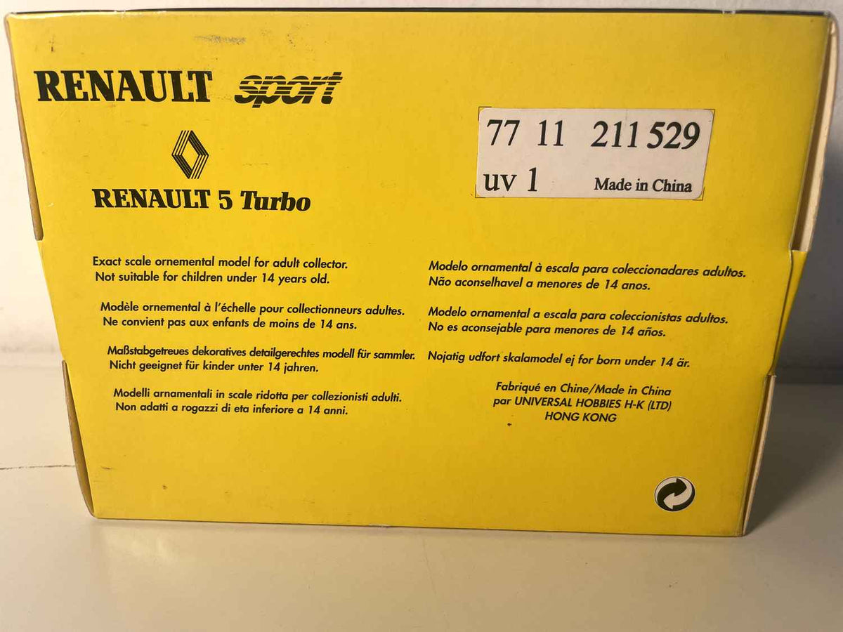 Renault 5 Turbo jaune, blanche et noire numéro 9 - vainqueur rallye Monté-Carlo de 1981 (coffret boite rectangle) - Universal Hobbies