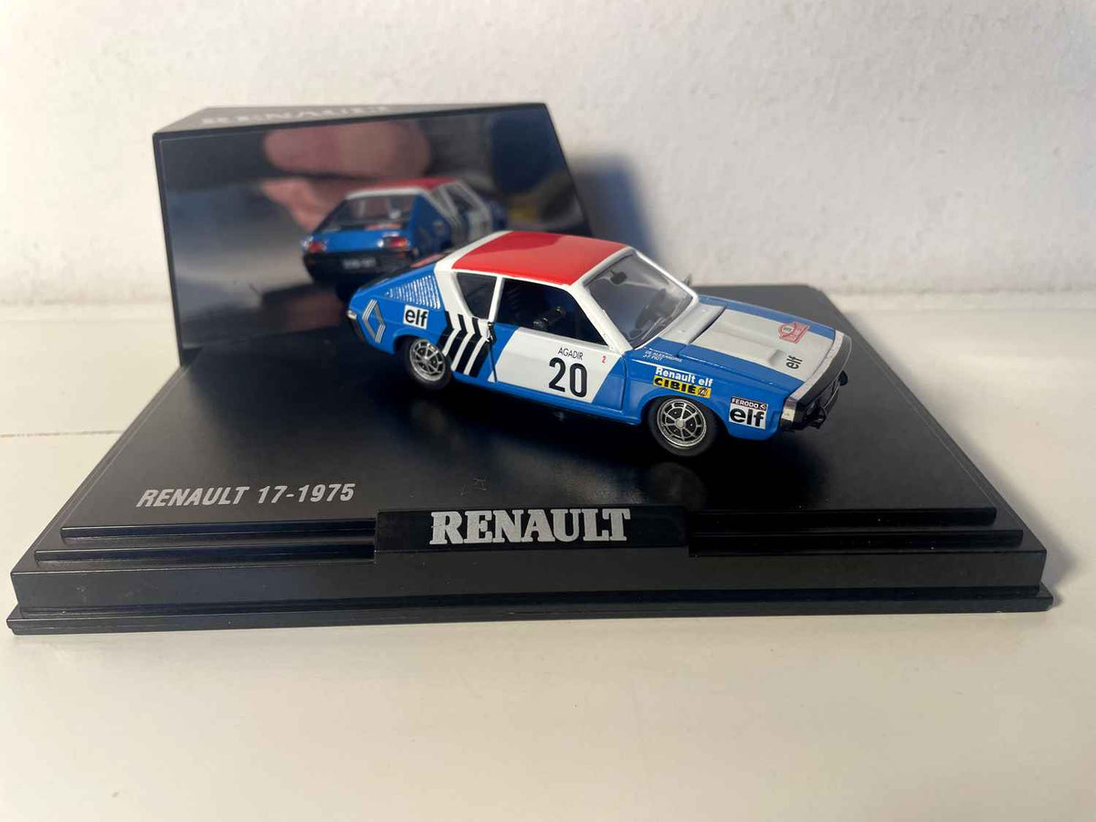 Renault 17 blo, wäiss an rout vum Joer 1975 Nummer 20 - Rallye Monte-Carlo (Rechteck Këscht) - NOREV