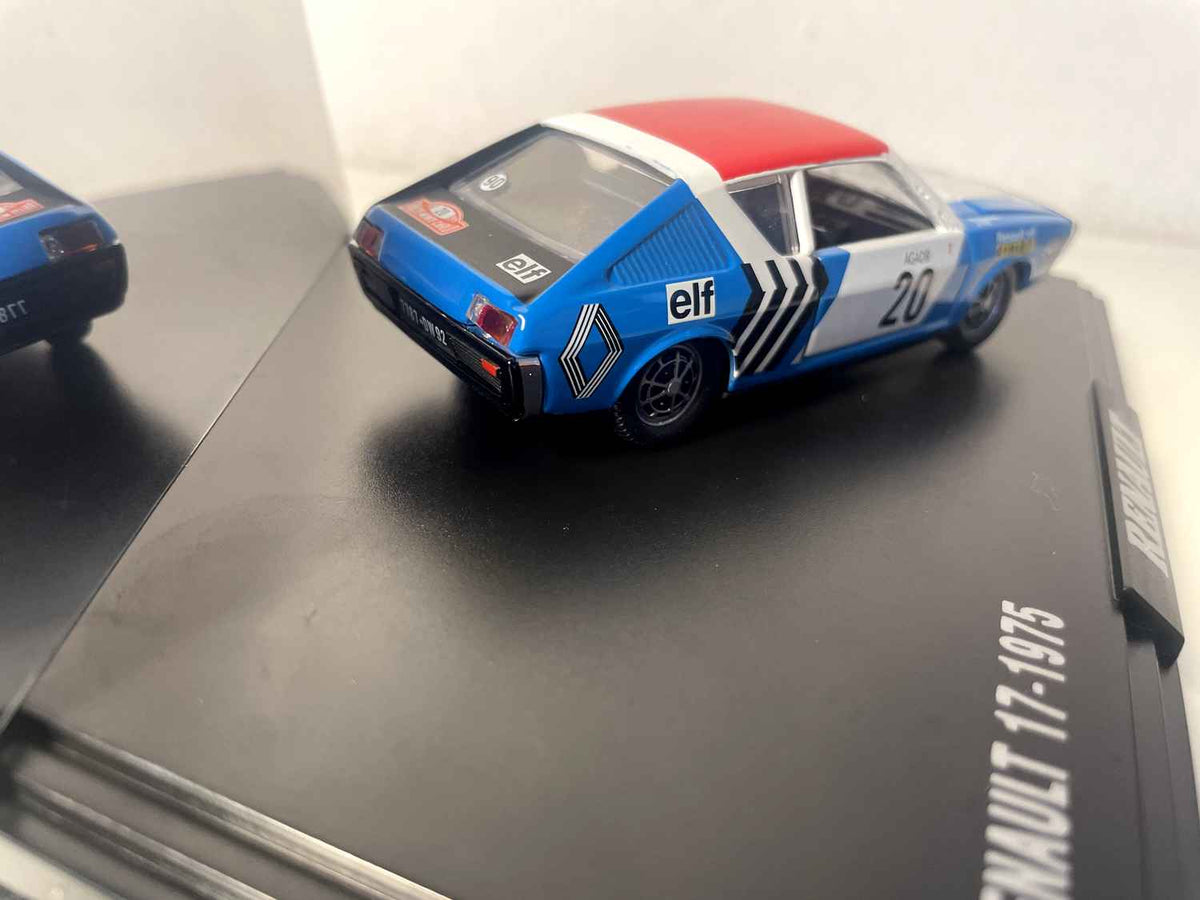 Renault 17 blo, wäiss an rout vum Joer 1975 Nummer 20 - Rallye Monte-Carlo (Rechteck Këscht) - NOREV