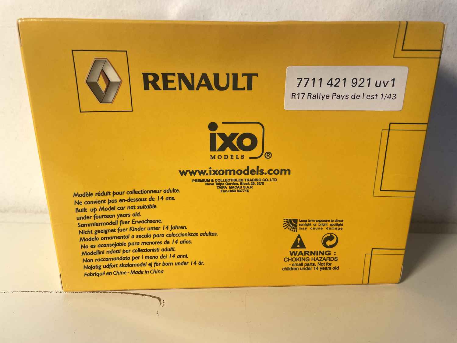 Renault 17 żółta i biała numer 2 rajd krajów wschodnich z 1977 roku (opakowanie prostokątne) - IXO