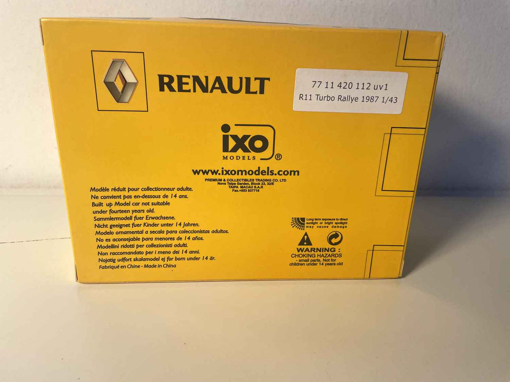 Renault 11 Turbo biała i żółta numer 7 - rajd Akropolu 1987 (karton prostokątny) - IXO