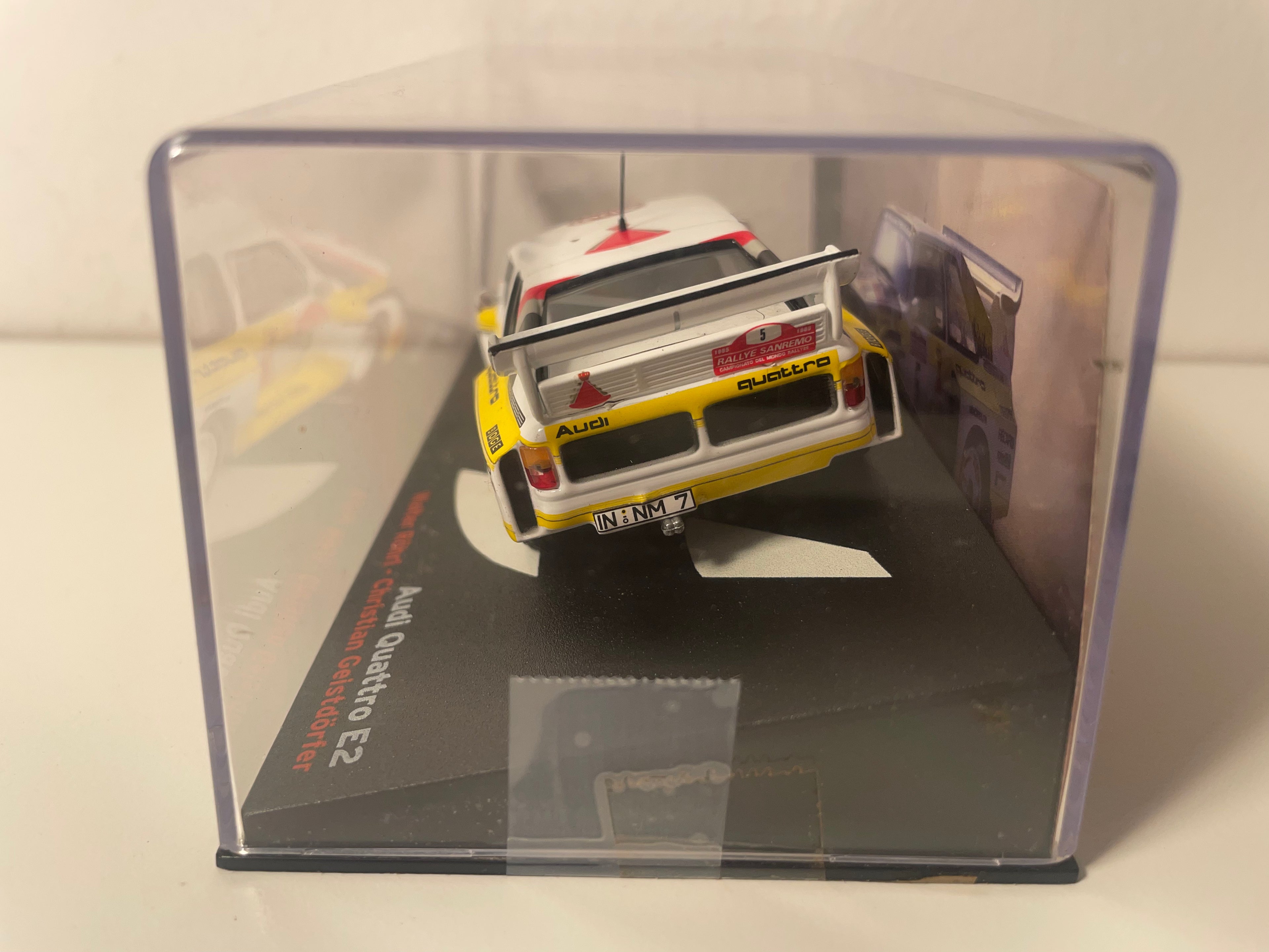 Audi Quattro E2 jaune et blanche numéro 5 - Rallye de San-Rémo de 1985