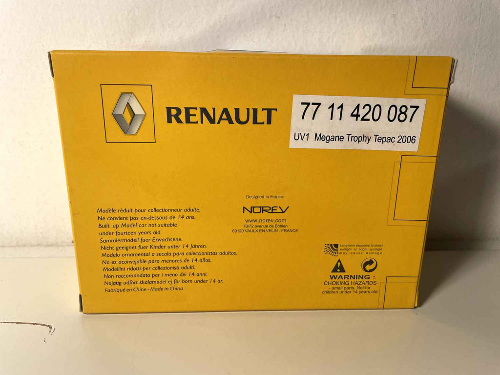 Mégane Trophy bleue foncée et jaune (coffret boite rectangle) - Boite N°5 - NOREV