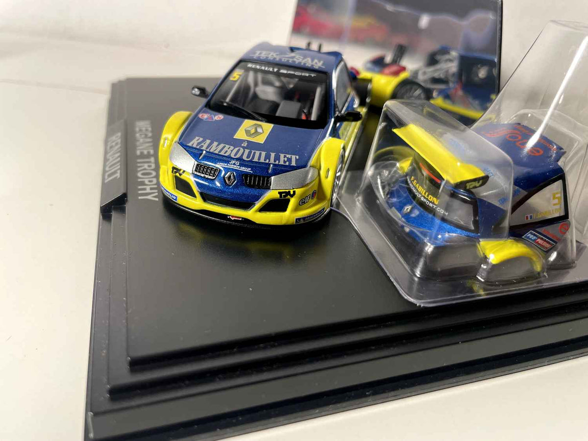 Mégane Trophy bleue foncée et jaune (coffret boite rectangle) - Boite N°5 - NOREV