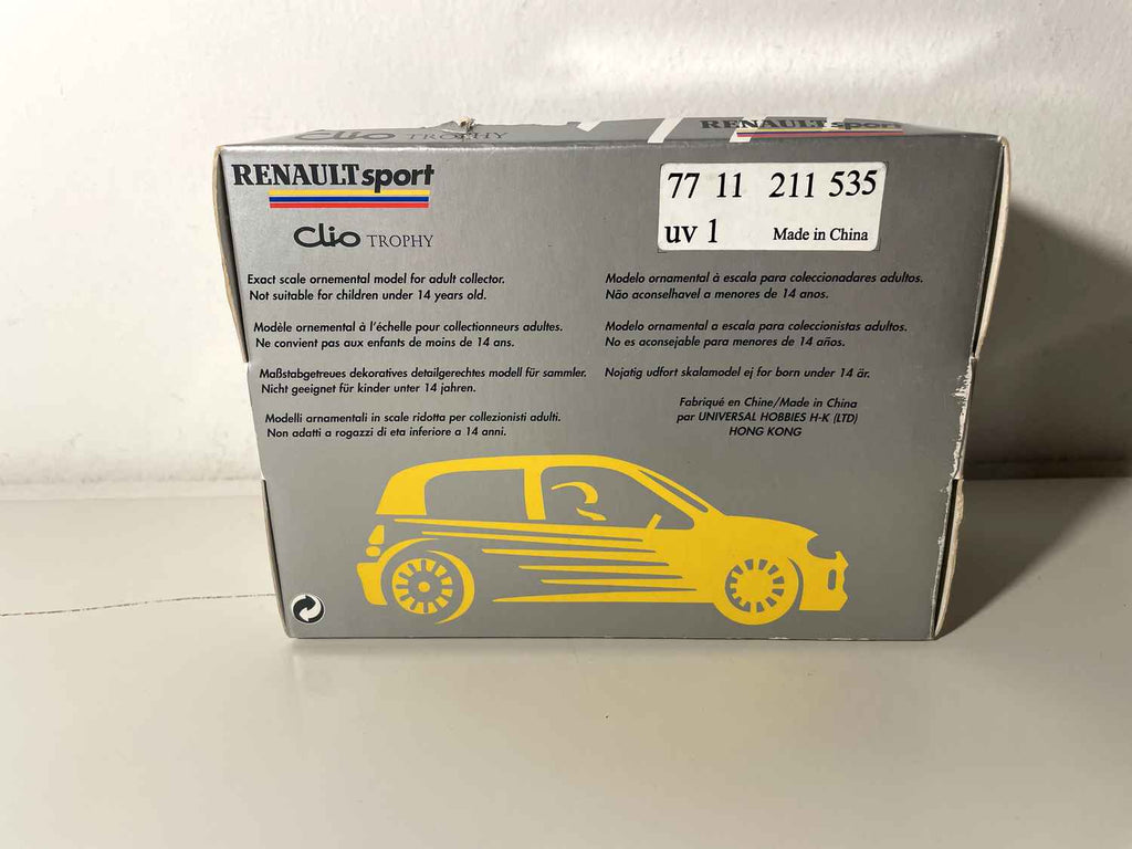 Renault Sport Clio Trophy jaune numéro 99 version: présentation (coffret boite rectangle) - Universal Hobbies