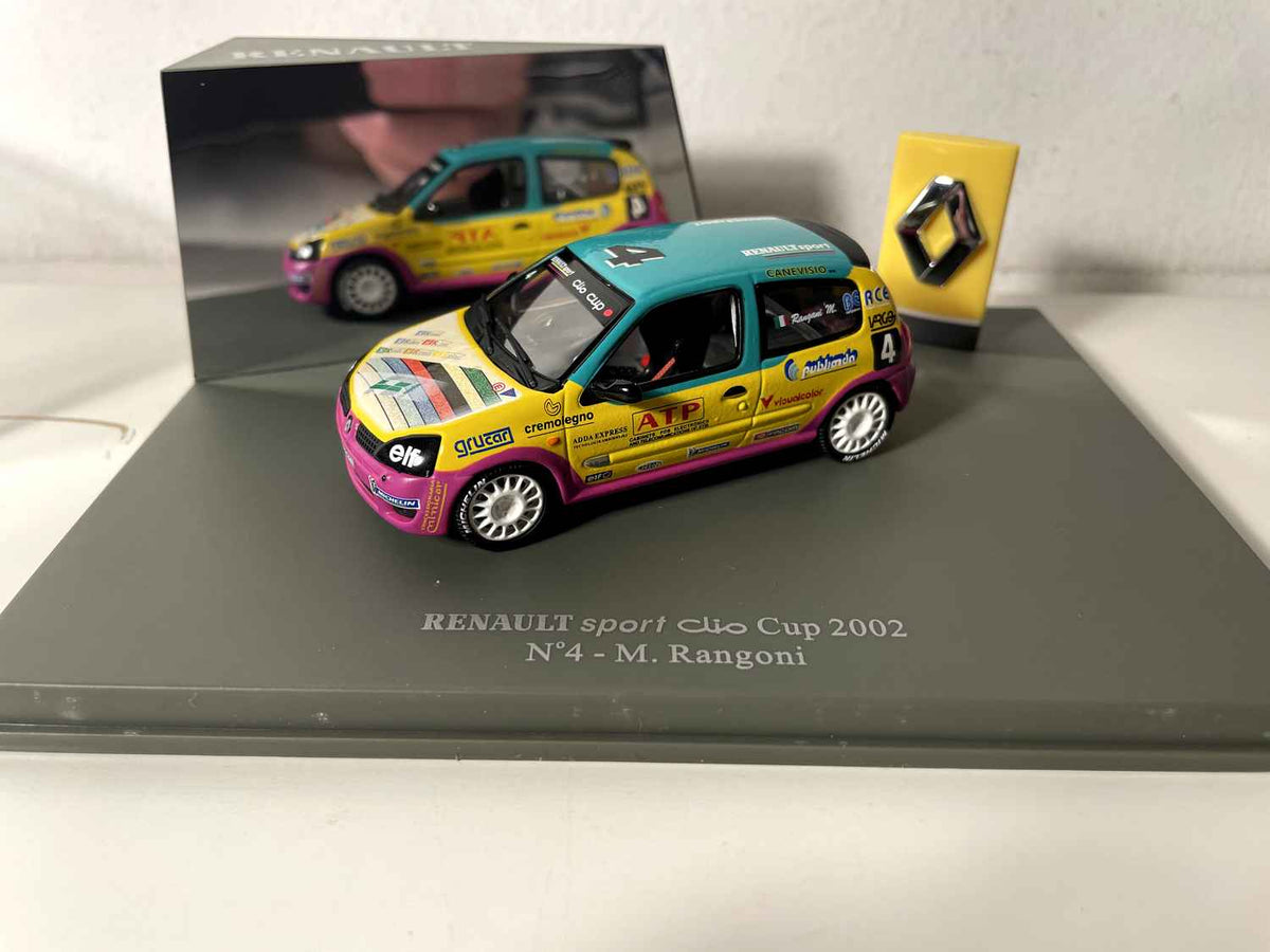 Renault Sport Clio Cup 2002 rosa, gelb und grün Nummer 4 von 2002 (rechteckiges Set) - Universal Hobbies