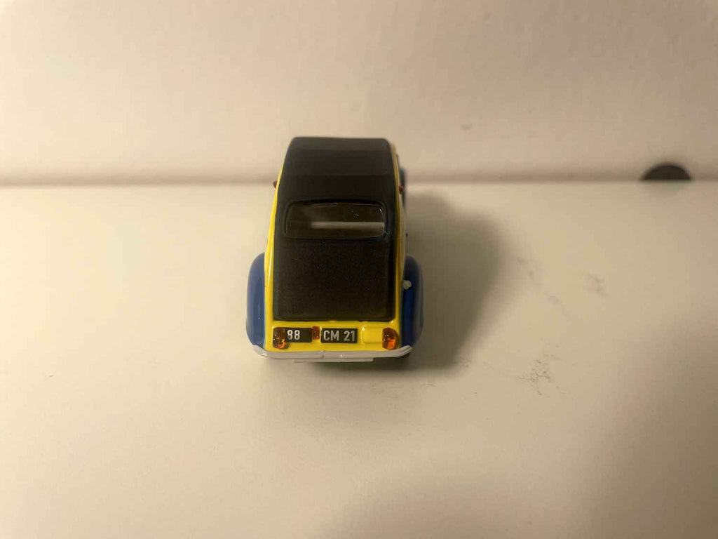 Citroën 2 CV AZL jaune et bleue avec publicité SEB (super cocotte) - Norev (sous blister)