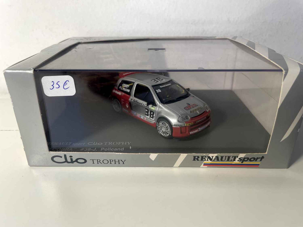 Renault Sport Clio Trophy "COBRA" grise et rouge numéro 38 - UNIVERSAL HOBBIES - coffret boite rectangle (boite N°26)