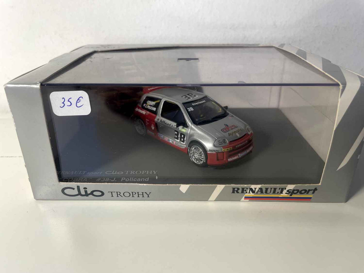Renault Sport Clio Trophy "COBRA" grise et rouge numéro 38 - UNIVERSAL HOBBIES - coffret boite rectangle (boite N°26)