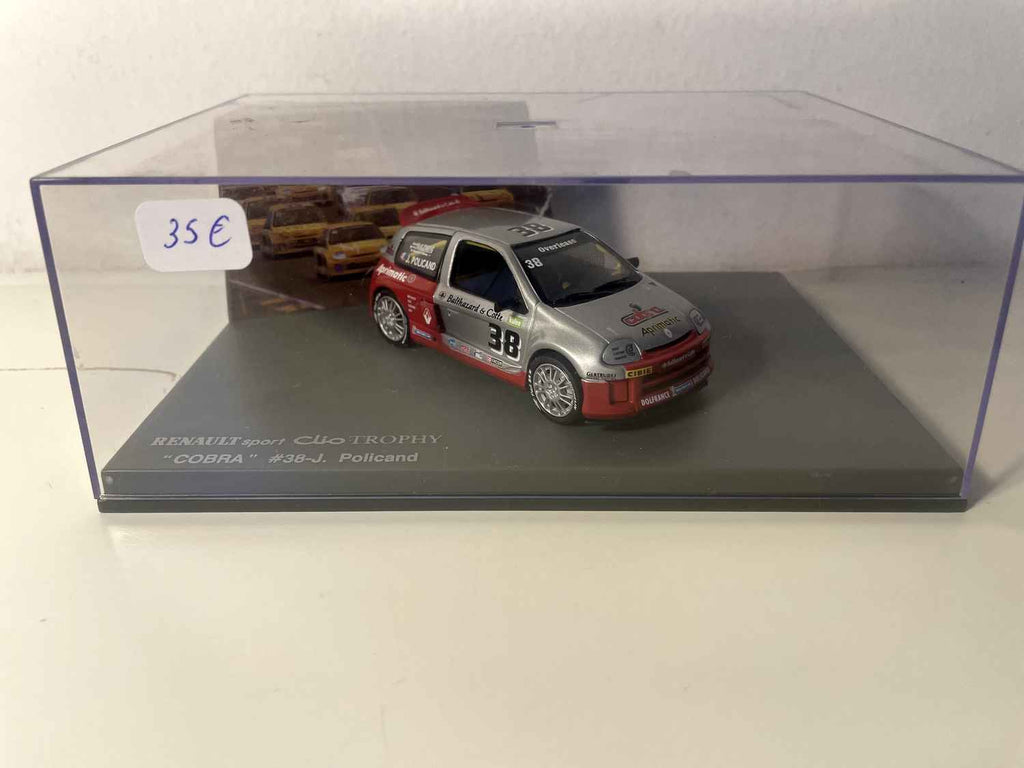 Renault Sport Clio Trophy "COBRA" grise et rouge numéro 38 - UNIVERSAL HOBBIES - coffret boite rectangle (boite N°26)