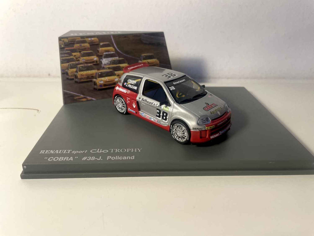 Renault Sport Clio Trophy "COBRA" grise et rouge numéro 38 - UNIVERSAL HOBBIES - coffret boite rectangle (boite N°26)