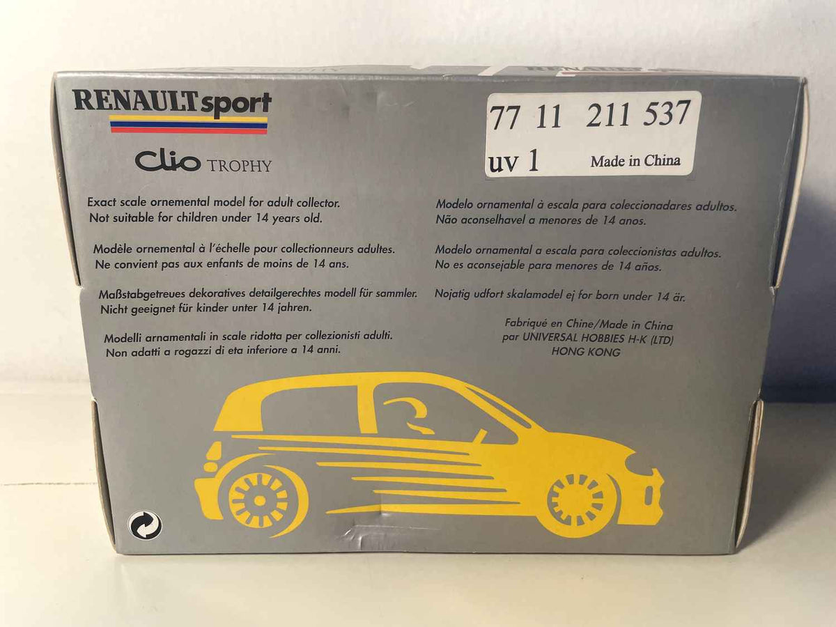 Renault Sport Clio Trophy "COBRA" grise et rouge numéro 38 - UNIVERSAL HOBBIES - coffret boite rectangle (boite N°26)