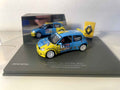 Renault Clio Super 1600 blau und gelb Nummer 9 - Rallye Lyon - Charnonnières 2004 (Rechteckbox) - Universal Hobbies