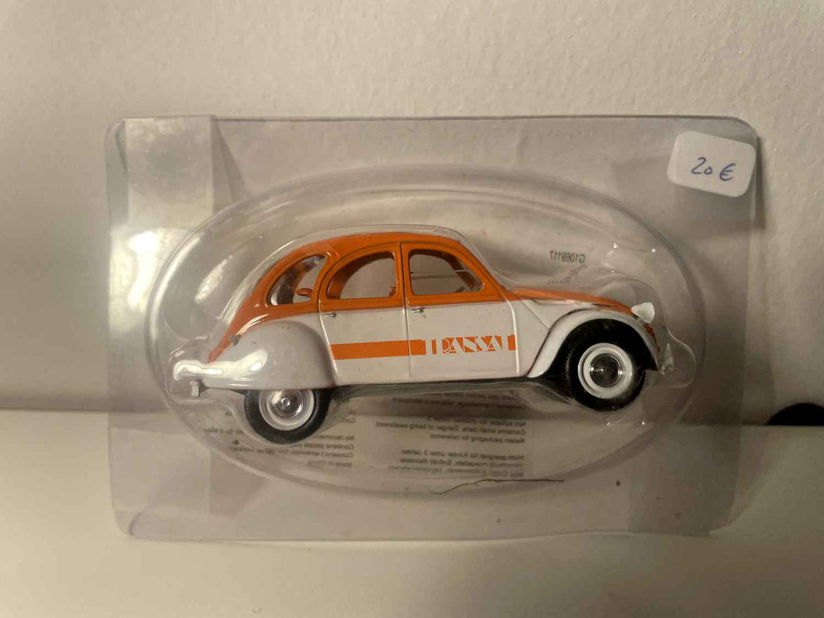 Citroën 2 CV 4 TRANSAT wäiss an orangesch mat wäisser Dachs an orangeschéi Streifen - Norev