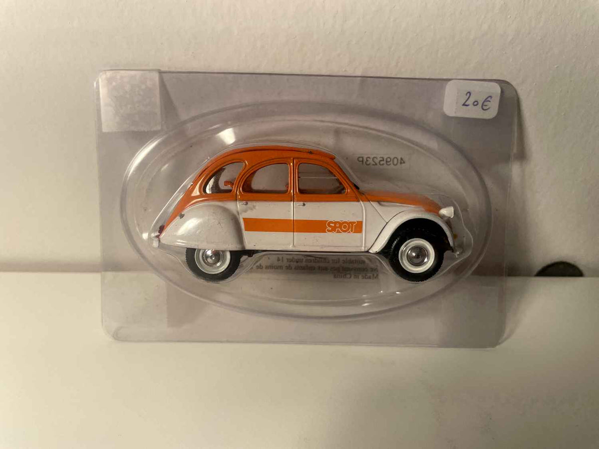 Citroën 2 CV 4 SPOT bianca e arancione con tetto arancione - Norev