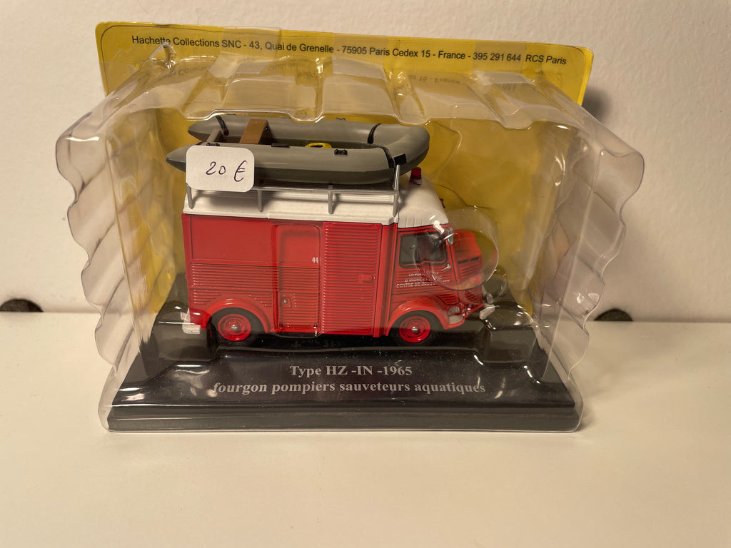 1965 Citroën type HZ-IN Red with White Roof - Aquatic Rescue Fire Truck with Boat on the Roof Rack