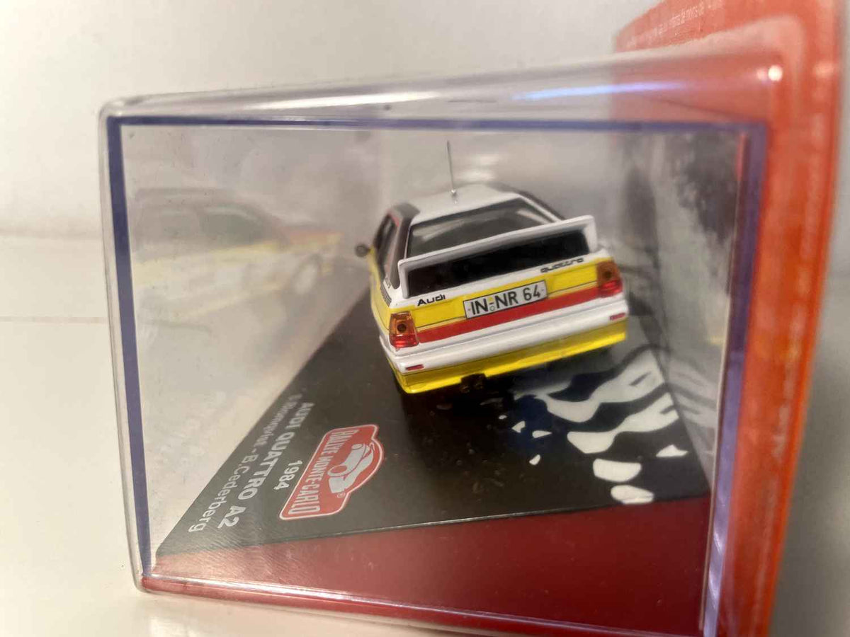 Audi Quattro A2 żółty, biały i czarny numer 7 - Rajd Monte Carlo 1984