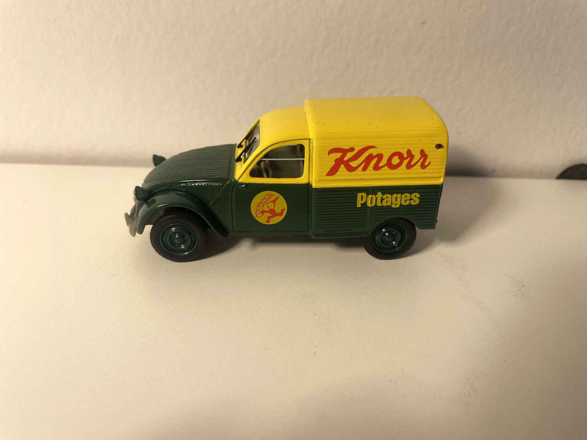 Citroën 2 CV AZU fourgonnette verte et jaune avec publicité Potages KNORR - Norev (sous blister)