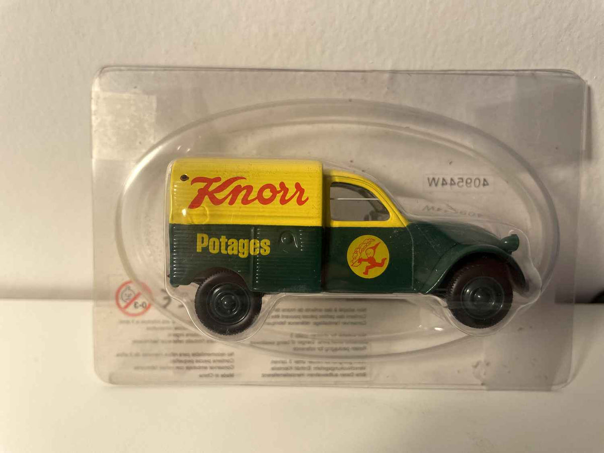 Citroën 2 CV AZU fourgonnette verte et jaune avec publicité Potages KNORR - Norev (sous blister)