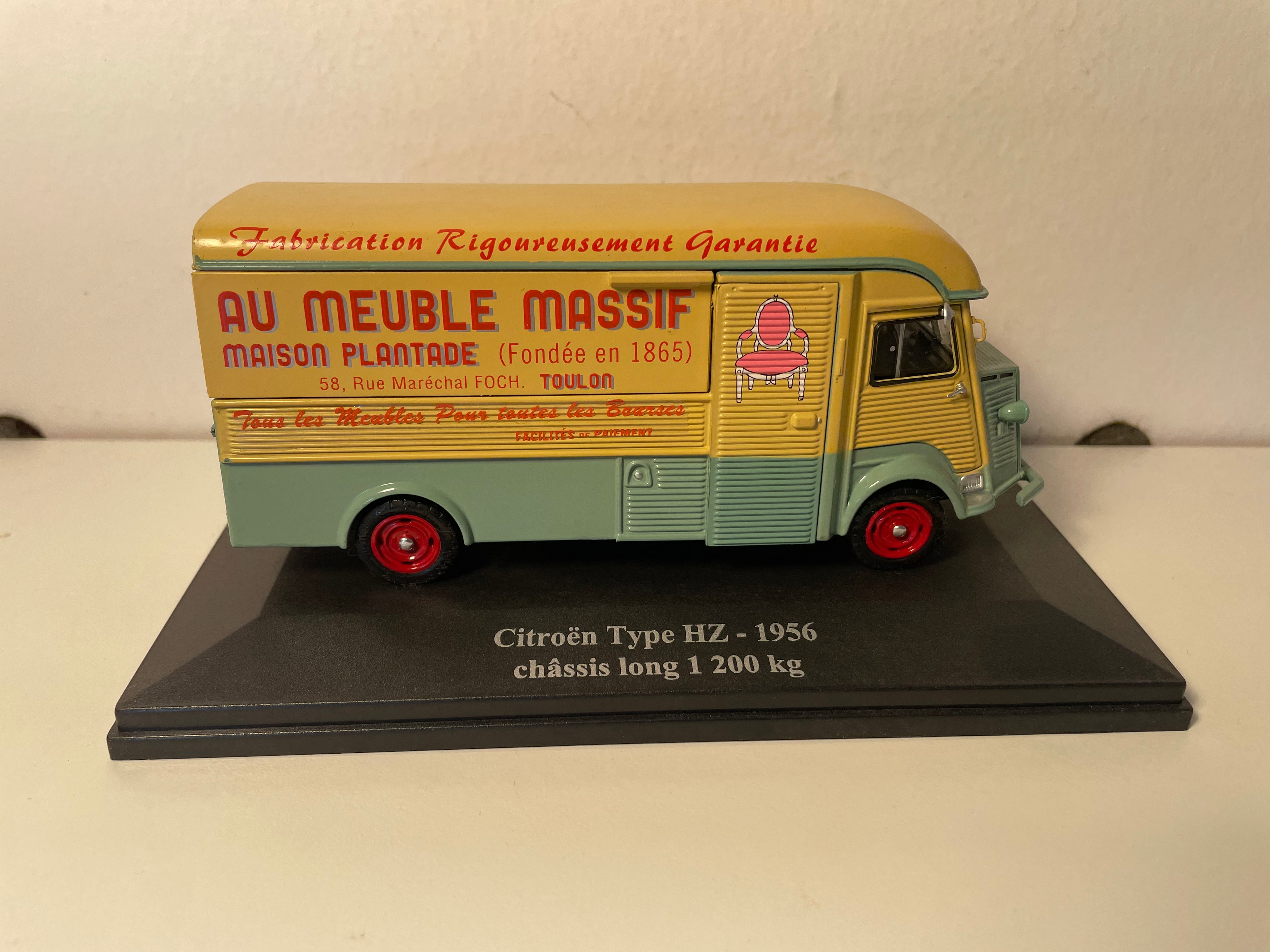 1956 Citroën type HZ groen en oranje-bruin 1200 Kg lang chassis - meubeltransportwagen 'Au meuble massif'