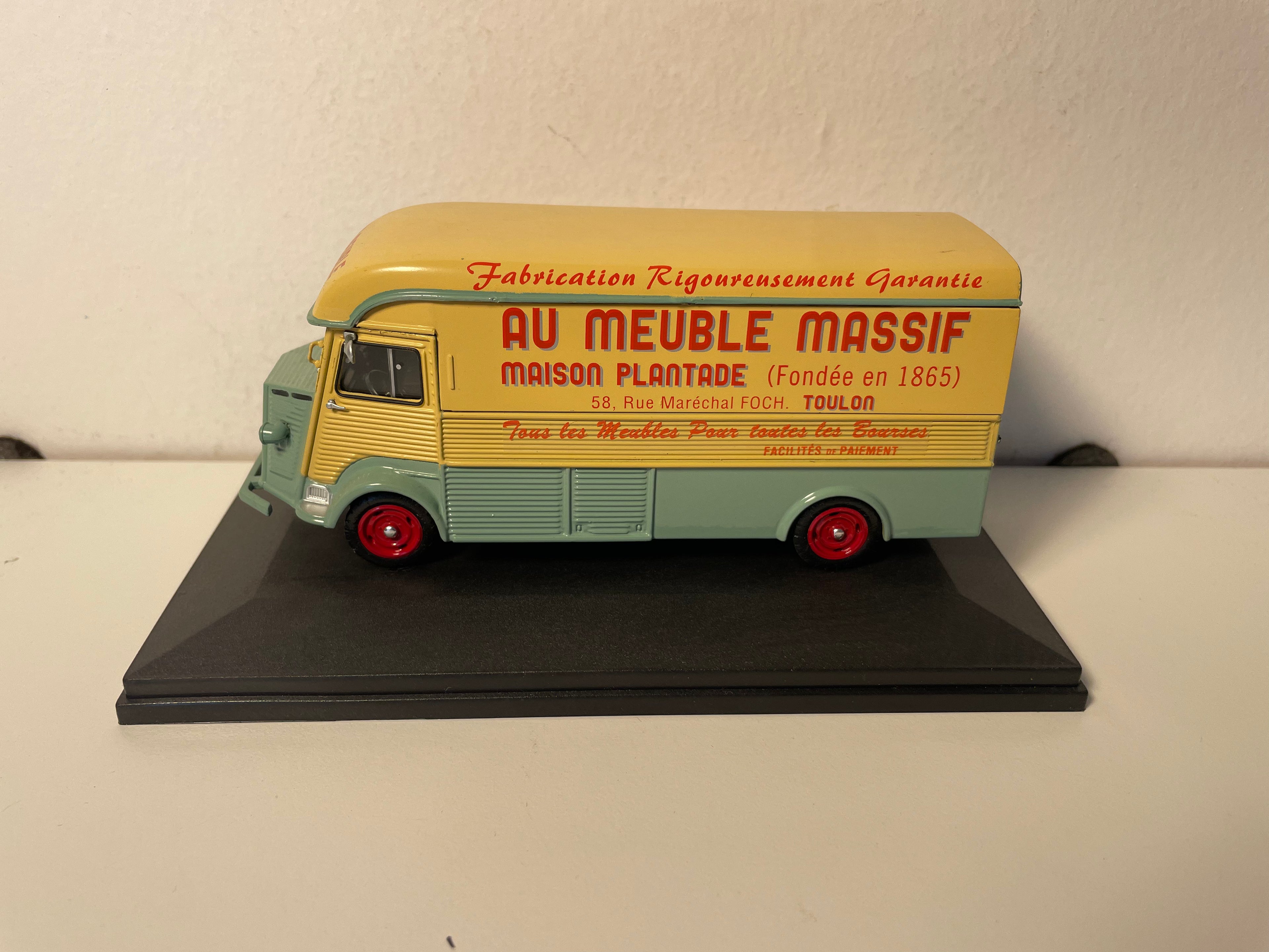 1956 Citroën type HZ groen en oranje-bruin 1200 Kg lang chassis - meubeltransportwagen 'Au meuble massif'
