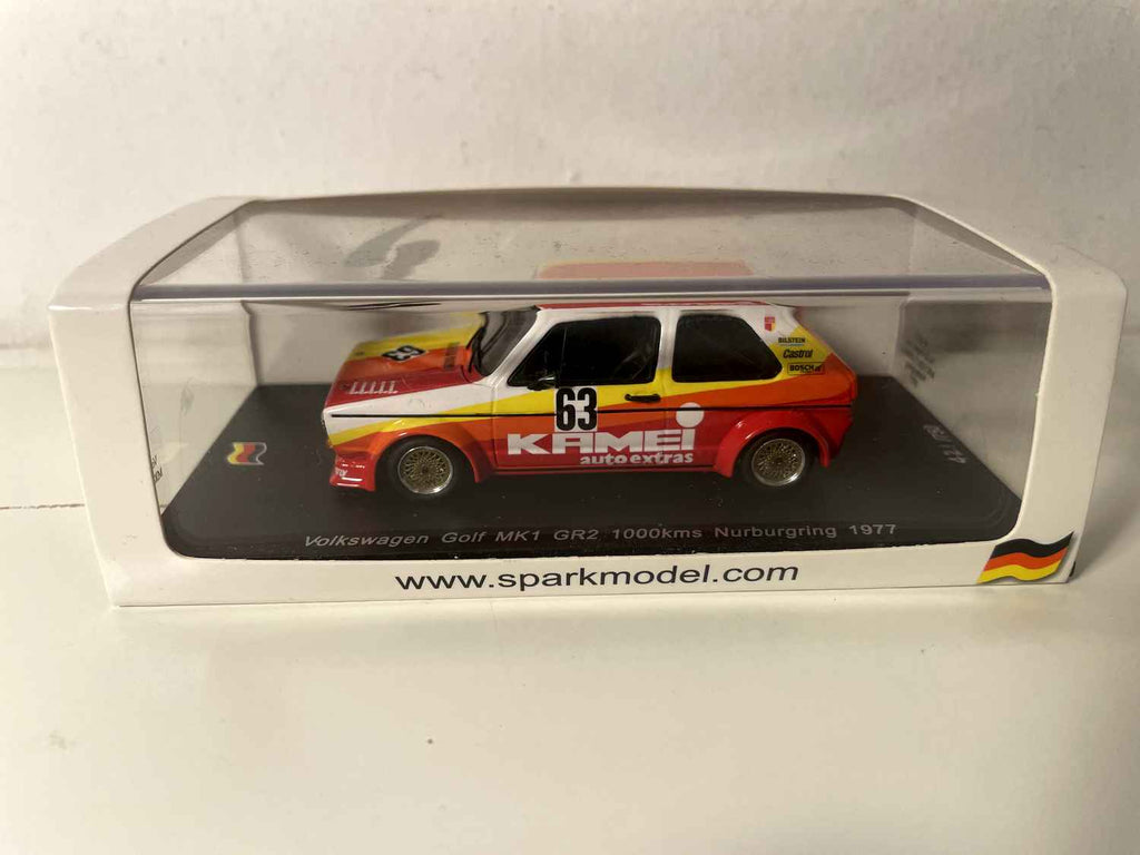 Volkswagen Golf MKI GR2 yellow, orange and red number 63 - 1000 kms of Nurburgring (Germany) from 1977 - SPARK