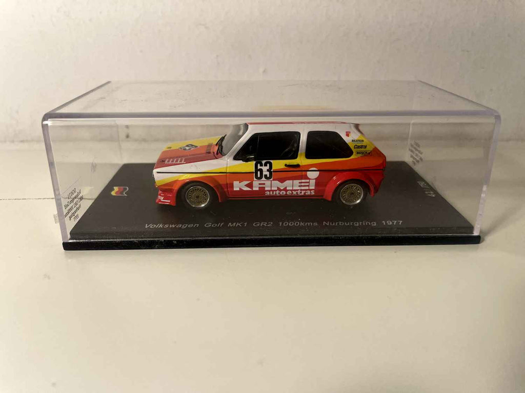 Volkswagen Golf MKI GR2 yellow, orange and red number 63 - 1000 kms of Nurburgring (Germany) from 1977 - SPARK