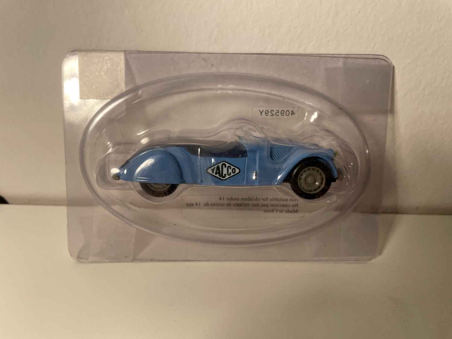 Citroën 2 CV Barbot Spéciale niebieska z 1953 roku z reklamą YACCO - Norev
